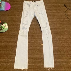 Baby blue stacked jeans